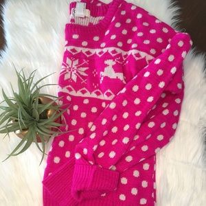 Fair isle hot pink sweater